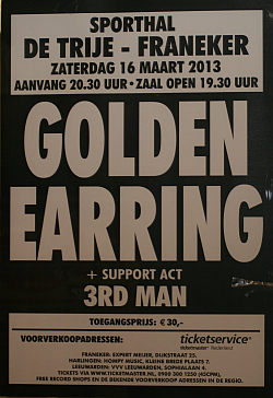 Golden Earring show poster March 16, 2013 Franeker - Sporthal De Trije